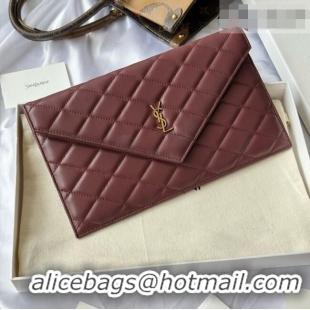 Grade Design Saint Laurent Uptown Pouch in Quilted Lambskin 565739 Burgundy 2026