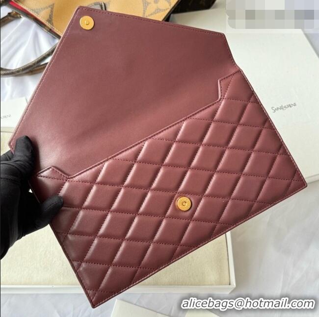 Grade Design Saint Laurent Uptown Pouch in Quilted Lambskin 565739 Burgundy 2026