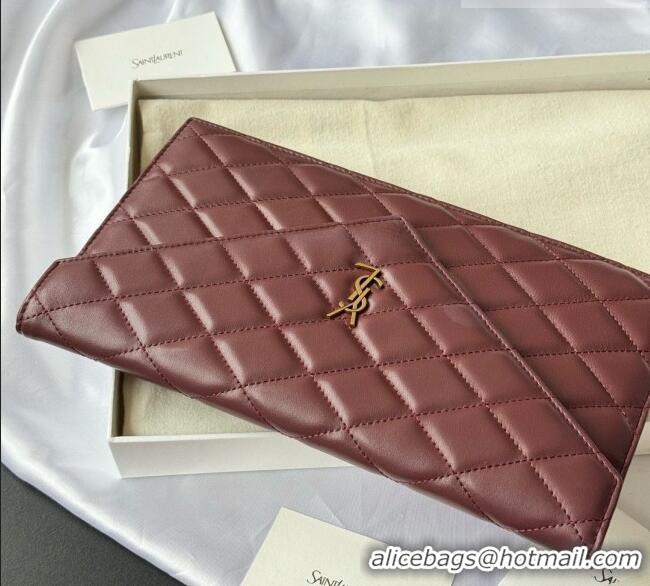 Grade Design Saint Laurent Uptown Pouch in Quilted Lambskin 565739 Burgundy 2026