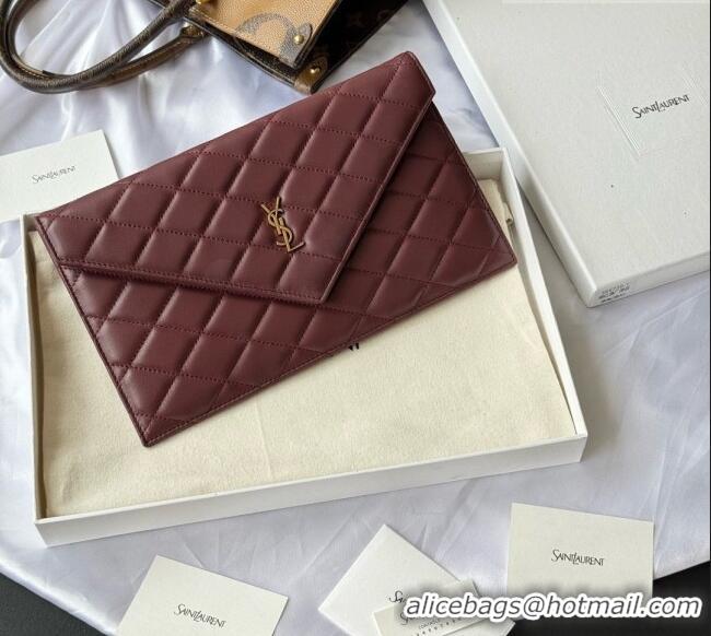 Grade Design Saint Laurent Uptown Pouch in Quilted Lambskin 565739 Burgundy 2026