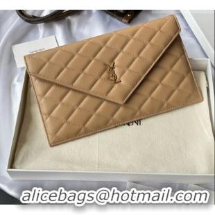 Unique Grade Saint Laurent Uptown Pouch in Quilted Lambskin 565739 Apricot 2026