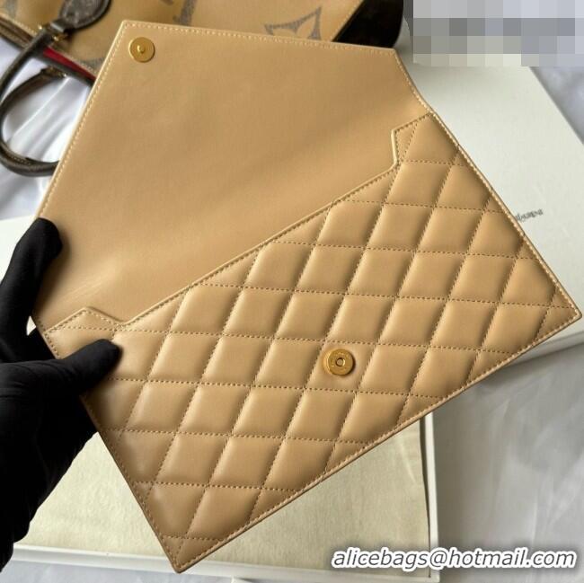 Unique Grade Saint Laurent Uptown Pouch in Quilted Lambskin 565739 Apricot 2026
