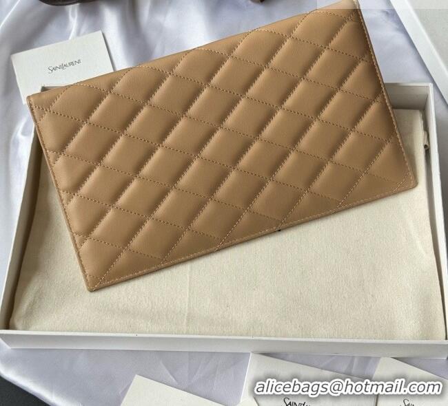 Unique Grade Saint Laurent Uptown Pouch in Quilted Lambskin 565739 Apricot 2026