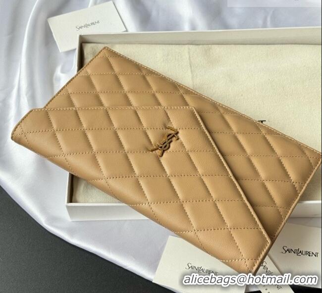 Unique Grade Saint Laurent Uptown Pouch in Quilted Lambskin 565739 Apricot 2026