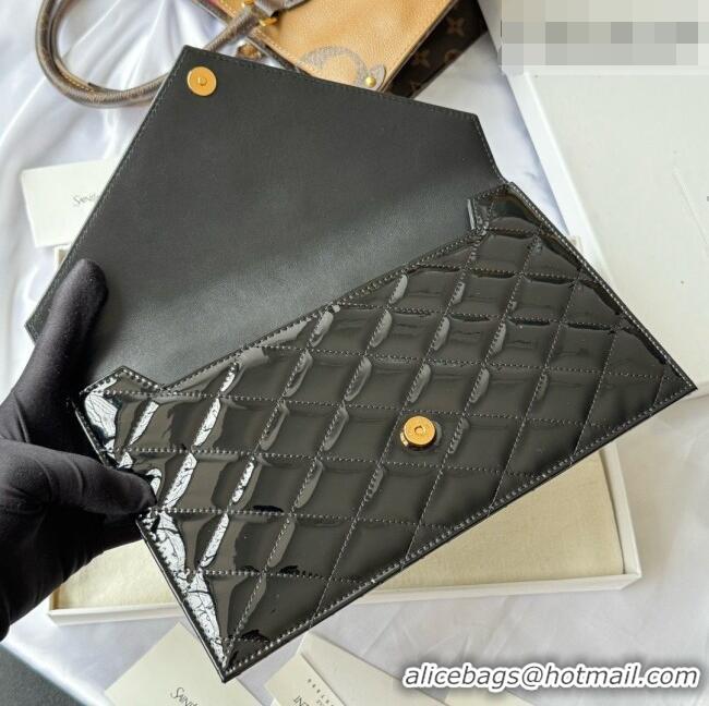 Reasonable Price Saint Laurent Uptown Pouch in Patent Leather 565739 Black 2026