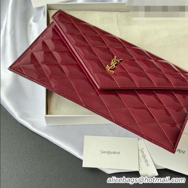 Good Taste Saint Laurent Uptown Pouch in Patent Leather 565739 Burgundy 2026