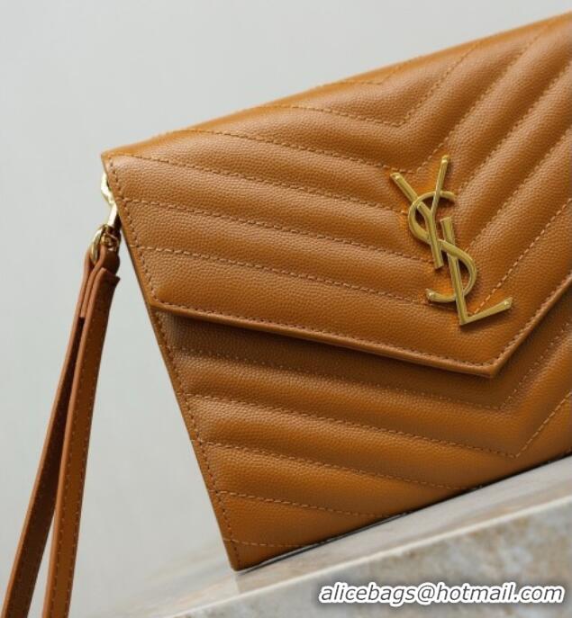 Promotional Saint Laurent CASSANDRE MATELASSÉ Flap Pouch in Grain De Poudre Leather 617662 Brown 2026