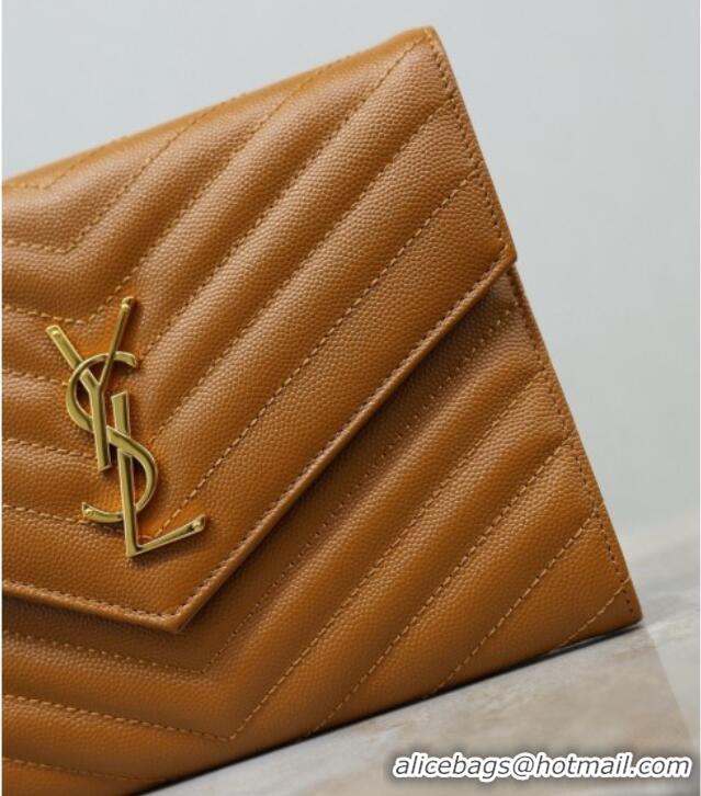 Promotional Saint Laurent CASSANDRE MATELASSÉ Flap Pouch in Grain De Poudre Leather 617662 Brown 2026
