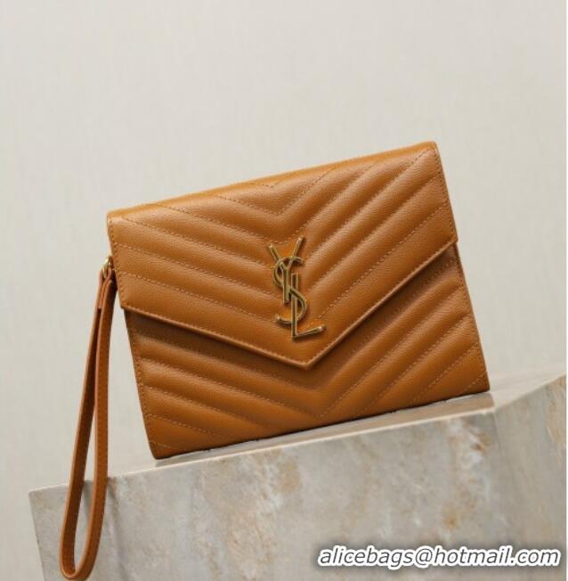 Promotional Saint Laurent CASSANDRE MATELASSÉ Flap Pouch in Grain De Poudre Leather 617662 Brown 2026