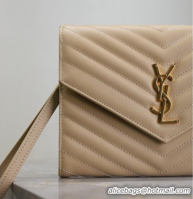 Best Price Saint Laurent CASSANDRE MATELASSÉ Flap Pouch in Grain De Poudre Leather 617662 Beige 2026