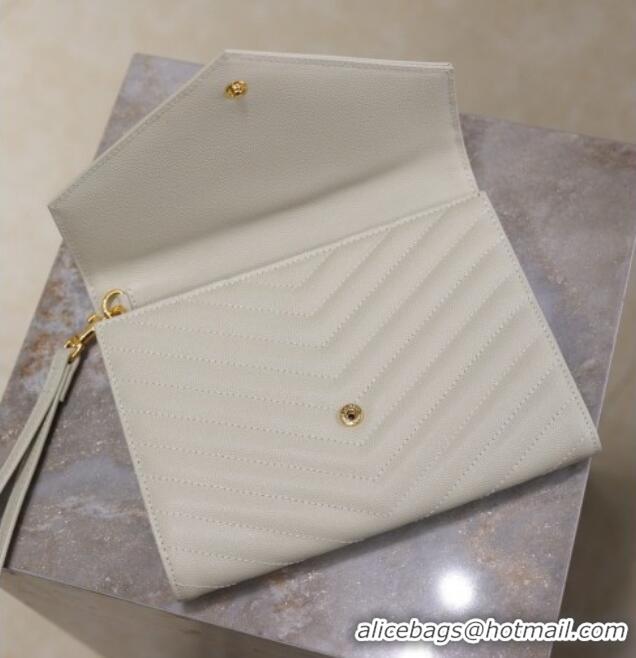 Grade Quality Saint Laurent CASSANDRE MATELASSÉ Flap Pouch in Grain De Poudre Leather 617662 White 2026
