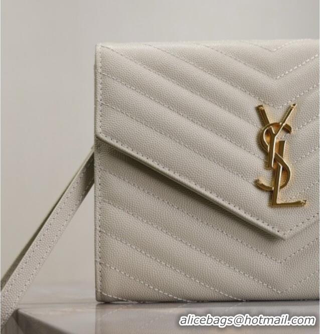 Grade Quality Saint Laurent CASSANDRE MATELASSÉ Flap Pouch in Grain De Poudre Leather 617662 White 2026