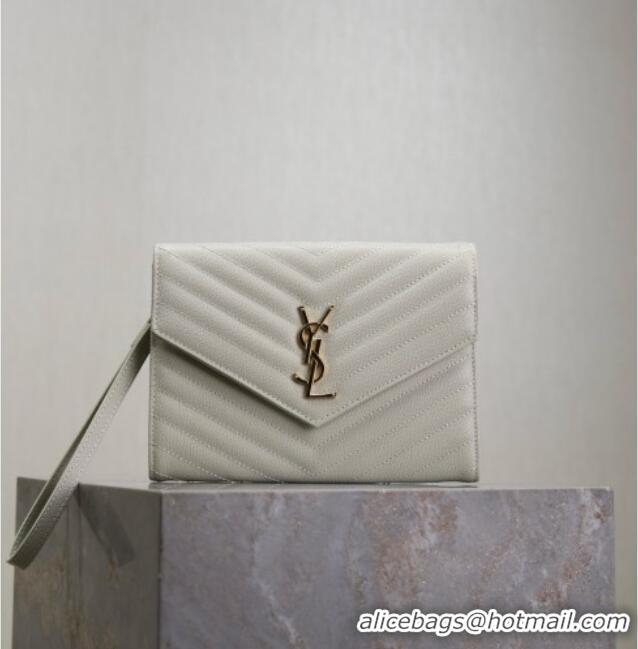 Grade Quality Saint Laurent CASSANDRE MATELASSÉ Flap Pouch in Grain De Poudre Leather 617662 White 2026