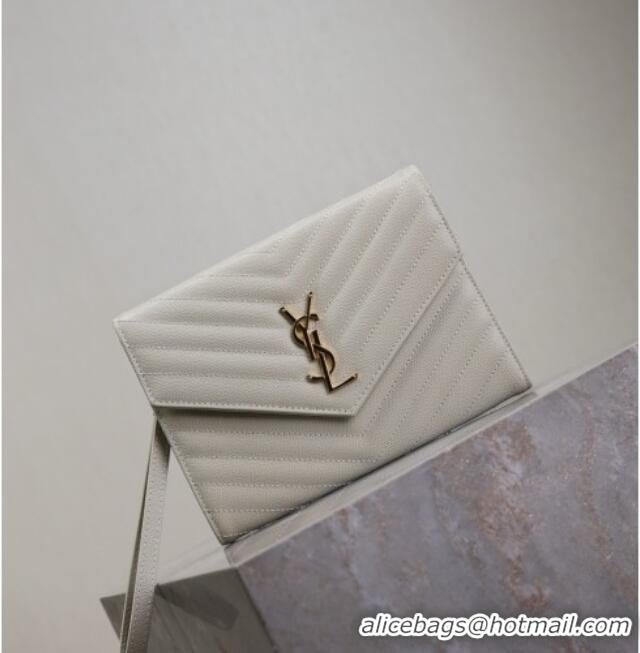Grade Quality Saint Laurent CASSANDRE MATELASSÉ Flap Pouch in Grain De Poudre Leather 617662 White 2026