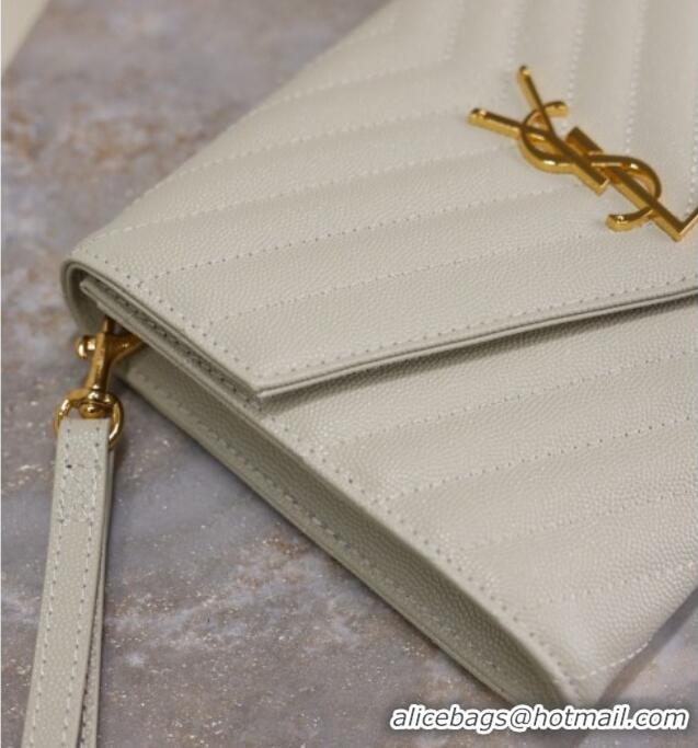 Grade Quality Saint Laurent CASSANDRE MATELASSÉ Flap Pouch in Grain De Poudre Leather 617662 White 2026
