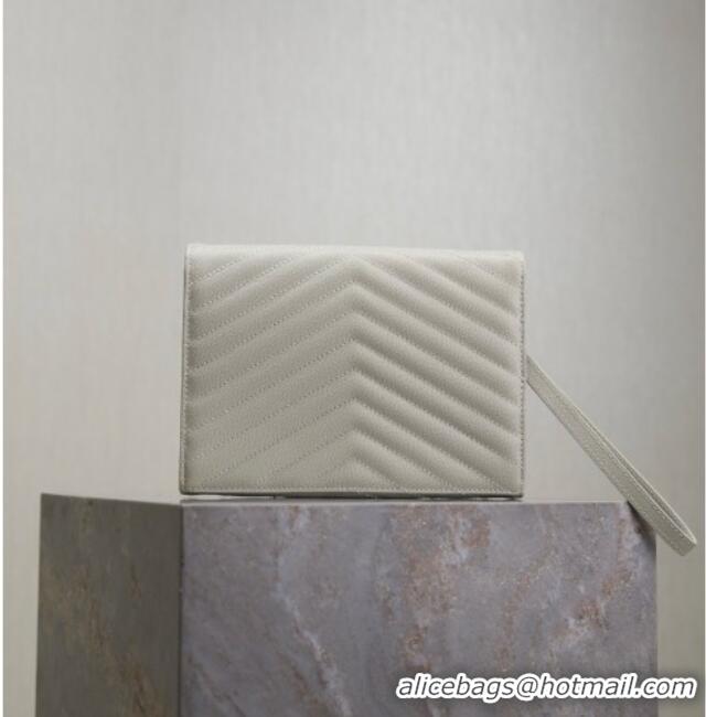 Grade Quality Saint Laurent CASSANDRE MATELASSÉ Flap Pouch in Grain De Poudre Leather 617662 White 2026