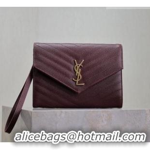 Low Cost Saint Laurent CASSANDRE MATELASSÉ Flap Pouch in Grain De Poudre Leather 617662 Burgundy 2026