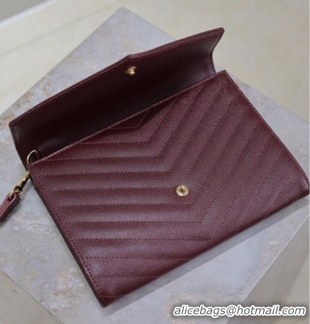 Low Cost Saint Laurent CASSANDRE MATELASSÉ Flap Pouch in Grain De Poudre Leather 617662 Burgundy 2026