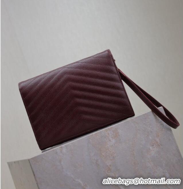 Low Cost Saint Laurent CASSANDRE MATELASSÉ Flap Pouch in Grain De Poudre Leather 617662 Burgundy 2026