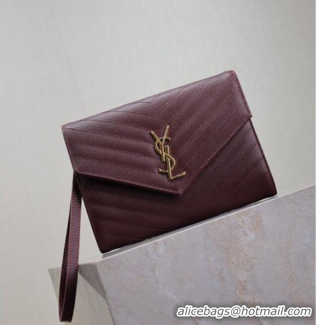 Low Cost Saint Laurent CASSANDRE MATELASSÉ Flap Pouch in Grain De Poudre Leather 617662 Burgundy 2026