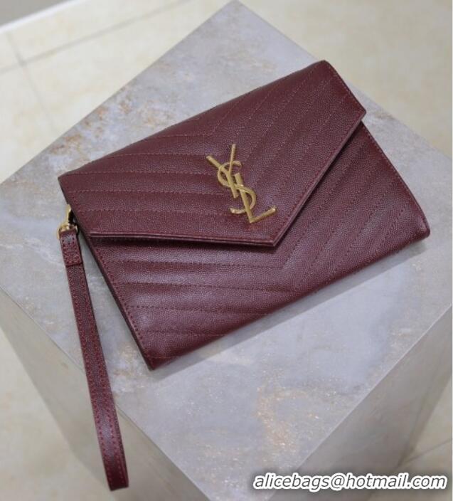 Low Cost Saint Laurent CASSANDRE MATELASSÉ Flap Pouch in Grain De Poudre Leather 617662 Burgundy 2026