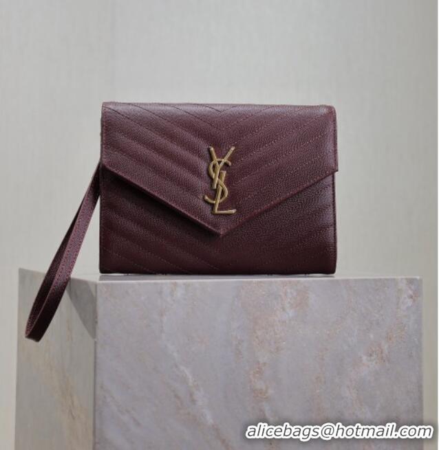 Low Cost Saint Laurent CASSANDRE MATELASSÉ Flap Pouch in Grain De Poudre Leather 617662 Burgundy 2026