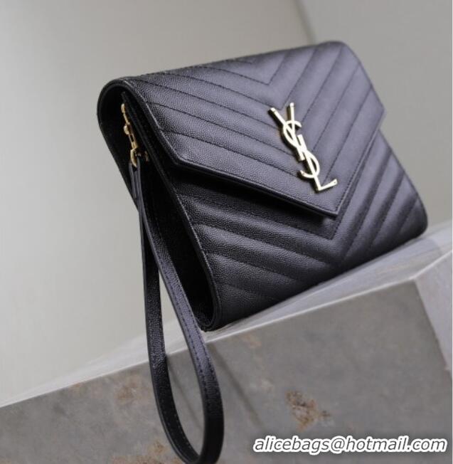 Market Sells Saint Laurent CASSANDRE MATELASSÉ Flap Pouch in Grain De Poudre Leather 617662 Black 2026