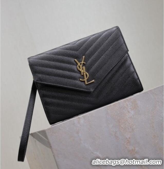 Market Sells Saint Laurent CASSANDRE MATELASSÉ Flap Pouch in Grain De Poudre Leather 617662 Black 2026