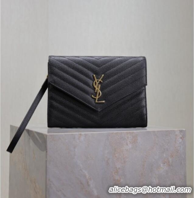 Market Sells Saint Laurent CASSANDRE MATELASSÉ Flap Pouch in Grain De Poudre Leather 617662 Black 2026