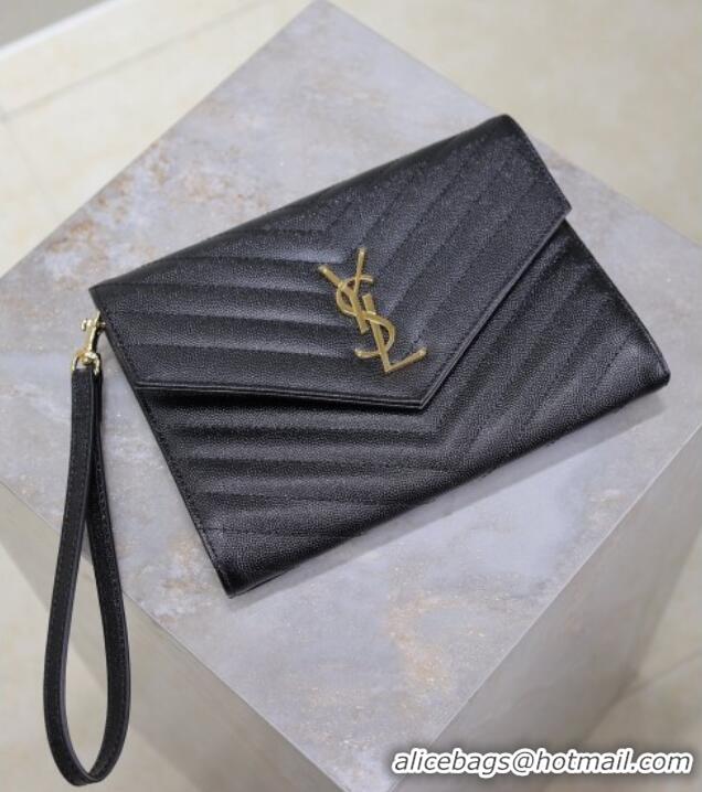 Market Sells Saint Laurent CASSANDRE MATELASSÉ Flap Pouch in Grain De Poudre Leather 617662 Black 2026