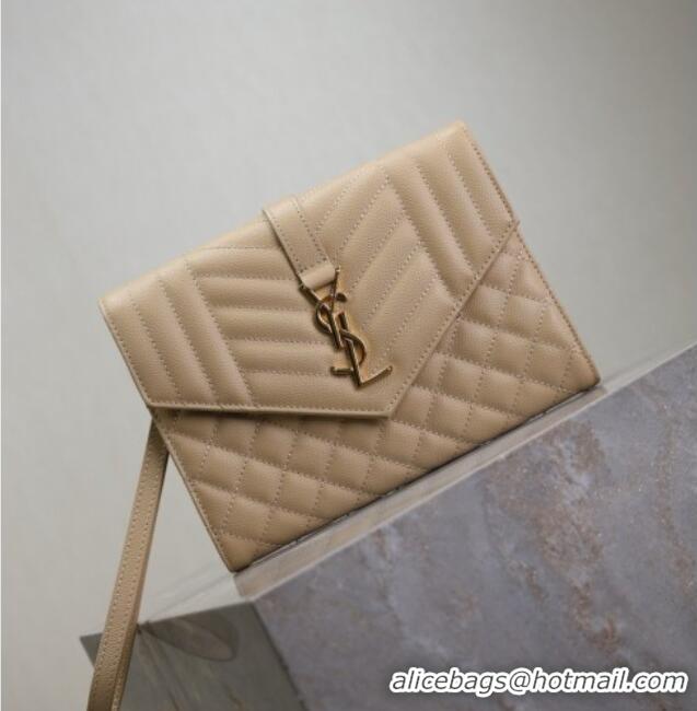 Best Quality Saint Laurent CASSANDRE MATELASSÉ Flap Pouch in Beige Grain De Poudre Leather 617662 2026