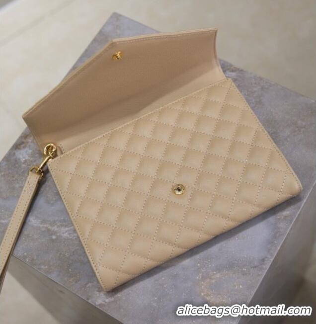 Best Quality Saint Laurent CASSANDRE MATELASSÉ Flap Pouch in Beige Grain De Poudre Leather 617662 2026