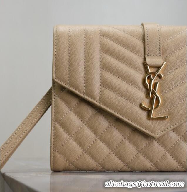 Best Quality Saint Laurent CASSANDRE MATELASSÉ Flap Pouch in Beige Grain De Poudre Leather 617662 2026