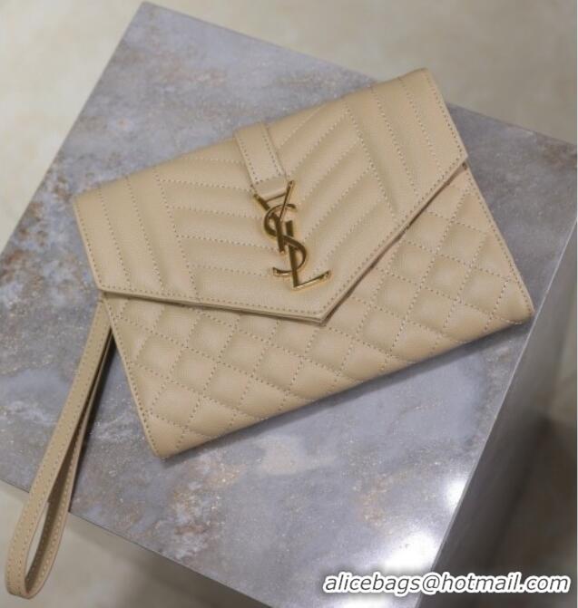 Best Quality Saint Laurent CASSANDRE MATELASSÉ Flap Pouch in Beige Grain De Poudre Leather 617662 2026