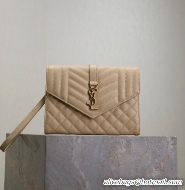 Best Quality Saint Laurent CASSANDRE MATELASSÉ Flap Pouch in Beige Grain De Poudre Leather 617662 2026