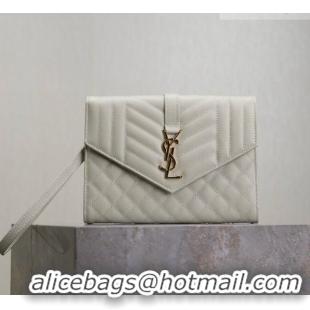 Discount Saint Laurent CASSANDRE MATELASSÉ Flap Pouch in White Grain De Poudre Leather 617662 2026