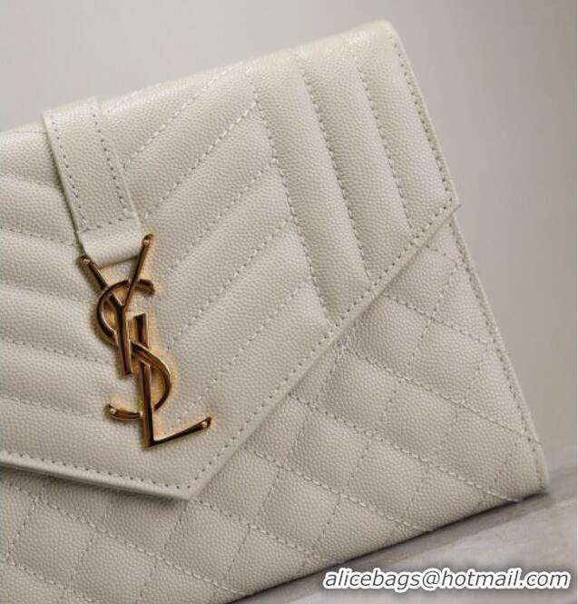 Discount Saint Laurent CASSANDRE MATELASSÉ Flap Pouch in White Grain De Poudre Leather 617662 2026