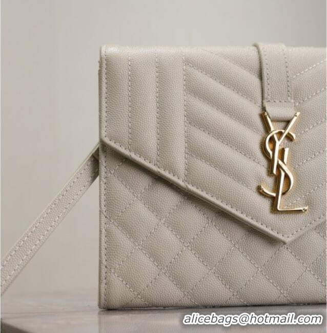 Discount Saint Laurent CASSANDRE MATELASSÉ Flap Pouch in White Grain De Poudre Leather 617662 2026