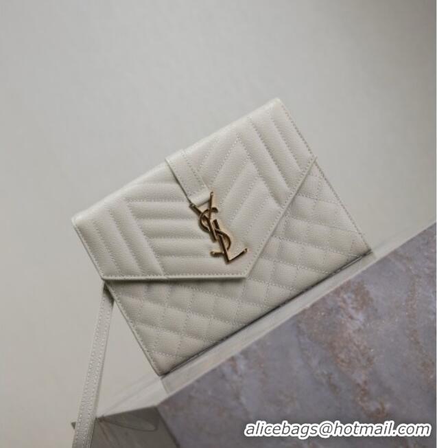 Discount Saint Laurent CASSANDRE MATELASSÉ Flap Pouch in White Grain De Poudre Leather 617662 2026