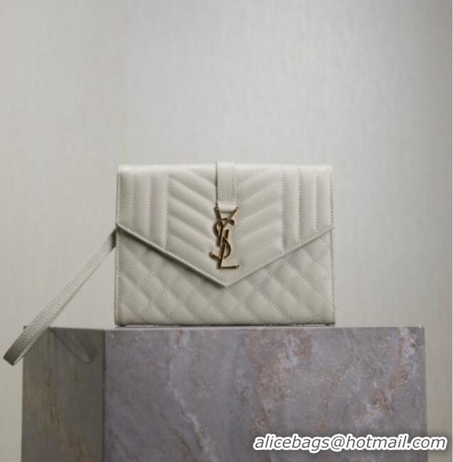 Discount Saint Laurent CASSANDRE MATELASSÉ Flap Pouch in White Grain De Poudre Leather 617662 2026