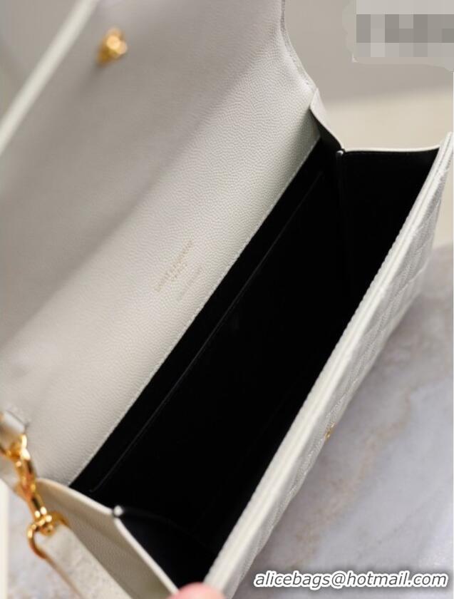 Discount Saint Laurent CASSANDRE MATELASSÉ Flap Pouch in White Grain De Poudre Leather 617662 2026