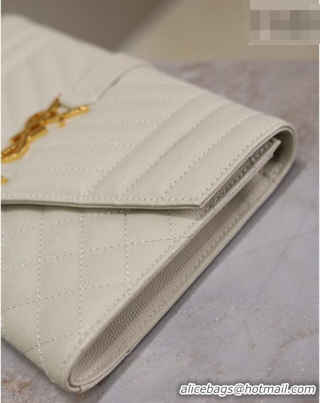 Discount Saint Laurent CASSANDRE MATELASSÉ Flap Pouch in White Grain De Poudre Leather 617662 2026