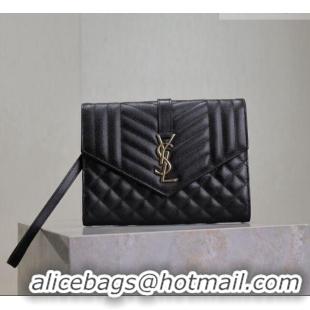 Best Product Saint Laurent CASSANDRE MATELASSÉ Flap Pouch in Black Grain De Poudre Leather 617662 2026