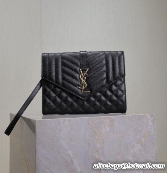 Best Product Saint Laurent CASSANDRE MATELASSÉ Flap Pouch in Black Grain De Poudre Leather 617662 2026
