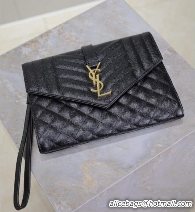 Best Product Saint Laurent CASSANDRE MATELASSÉ Flap Pouch in Black Grain De Poudre Leather 617662 2026