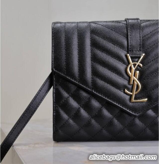 Best Product Saint Laurent CASSANDRE MATELASSÉ Flap Pouch in Black Grain De Poudre Leather 617662 2026
