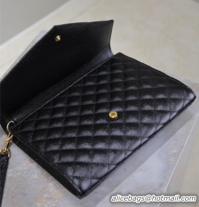 Best Product Saint Laurent CASSANDRE MATELASSÉ Flap Pouch in Black Grain De Poudre Leather 617662 2026
