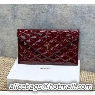 Buy Fashionable Saint Laurent PARIS Pouch in Patent Leather 869533 Burgundy 2026