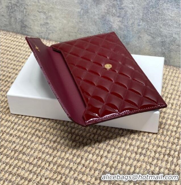 Buy Fashionable Saint Laurent PARIS Pouch in Patent Leather 869533 Burgundy 2026