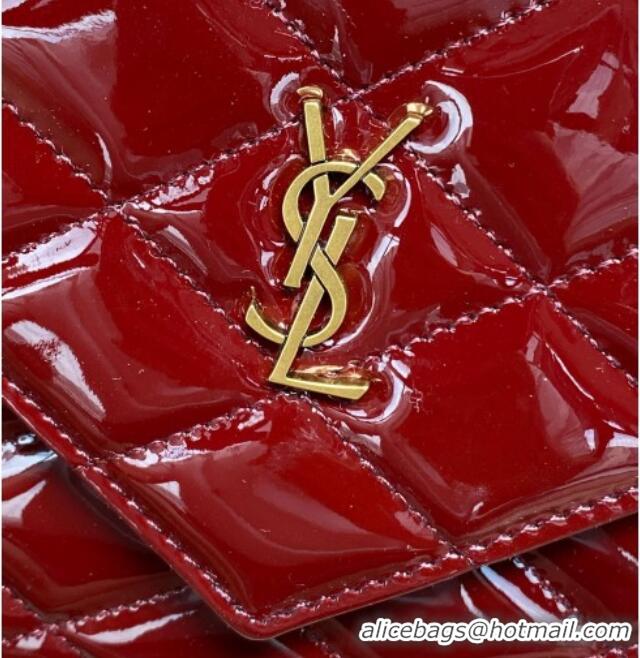 Buy Fashionable Saint Laurent PARIS Pouch in Patent Leather 869533 Burgundy 2026